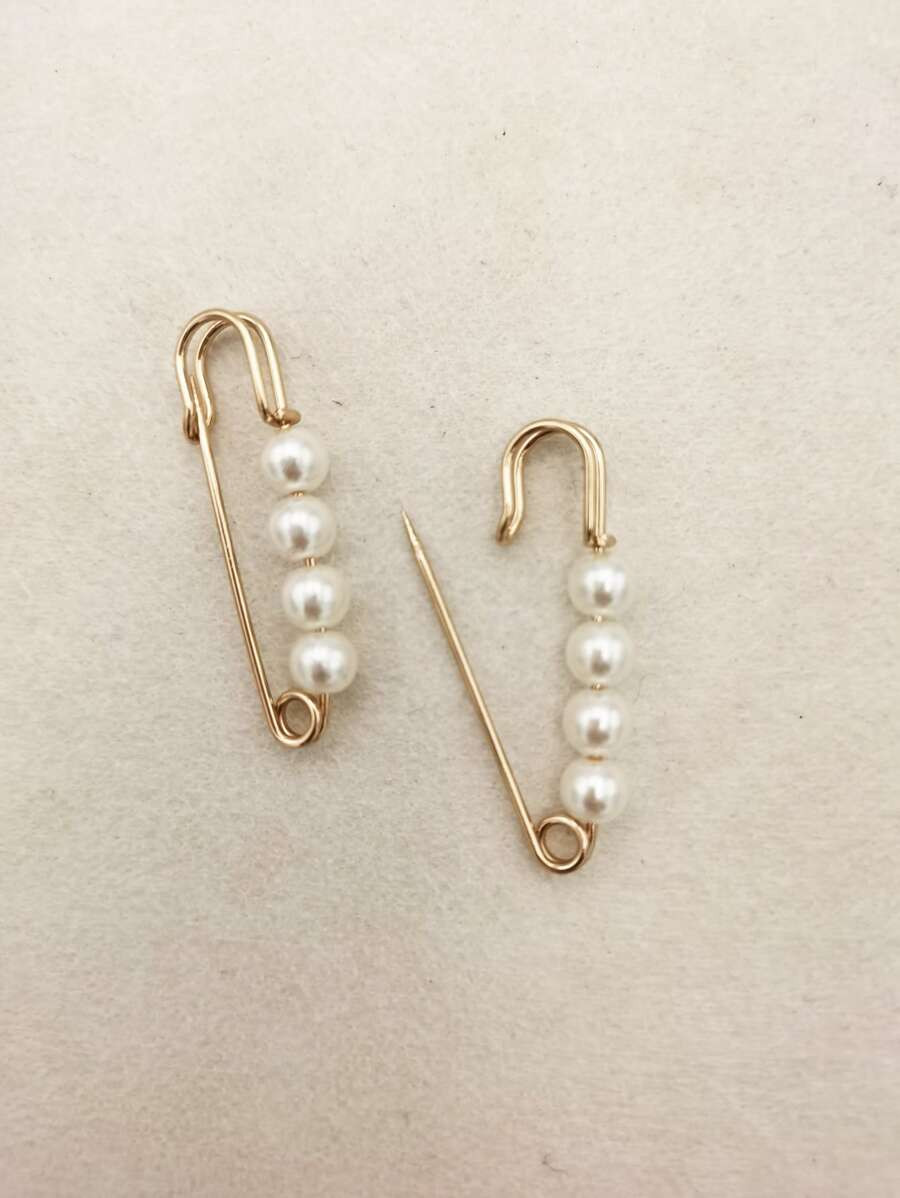2pcs Faux Pearl Decor Safety Pin, Waist Adjustable Buckle For Pants | SHEIN