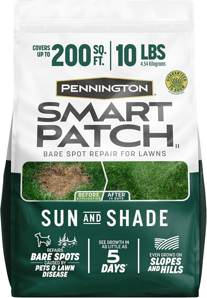 Pennington Smart Patch Grass Seeds for Lawn, Sun and Shade Lawn Grass Repair Mix, 10 LB | Amazon (US)