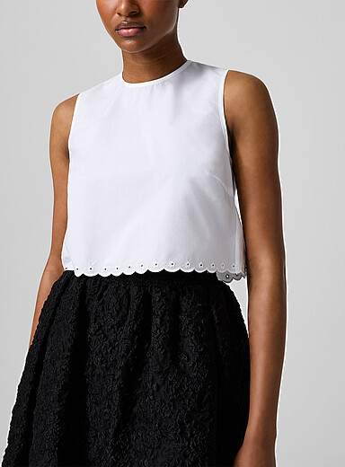 Deeba poplin scalloped cropped top | Simons