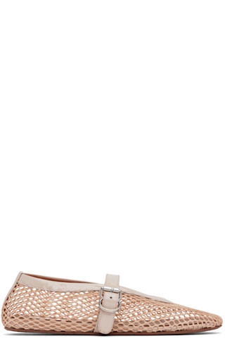 Beige Fishnet Ballerina Flats | SSENSE