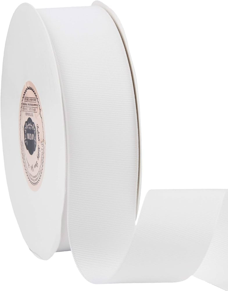 VATIN White Grosgrain Ribbon, 1-1/2" x Continuous 50 Yards, White Polyester Grosgrain Ribbon,Use ... | Amazon (US)