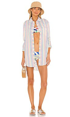 Solid & Striped The Oxford Tunic in Rainbow Pinstripe from Revolve.com | Revolve Clothing (Global)