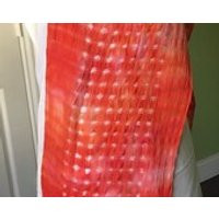 Cotton open weave scarf with fringe ice dyed in red, peach and sun yellow, 68 x 12 inches (101). | Etsy (US)