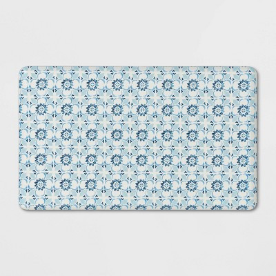 1'5"x2'6" Medallion Comfort Mat Blue - Threshold™: Skid-Resistant Indoor Floor Mat, Kitchen Use, Flat Pile | Target