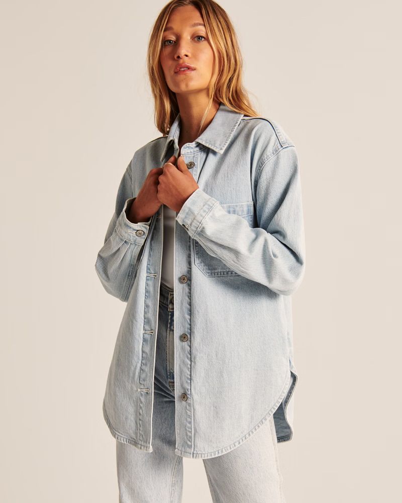 Women's Denim Shirt Jacket | Women's New Arrivals | Abercrombie.com | Abercrombie & Fitch (US)