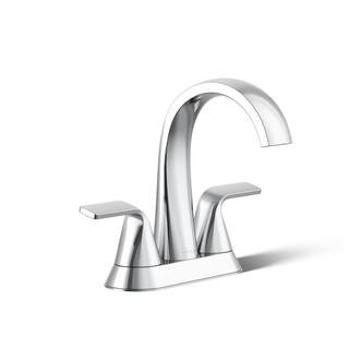 KOHLER Cursiva 4 in. Centerset Double Handle Bathroom Faucet in Polished Chrome K-R30578-4D-CP - ... | The Home Depot