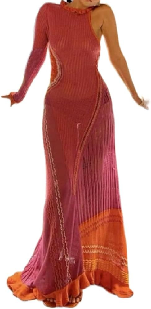 FEORJGP Womens Summer Halter Neck Knitted Dress Solid Color Crochet Backless Sleeveless Mini Dres... | Amazon (US)