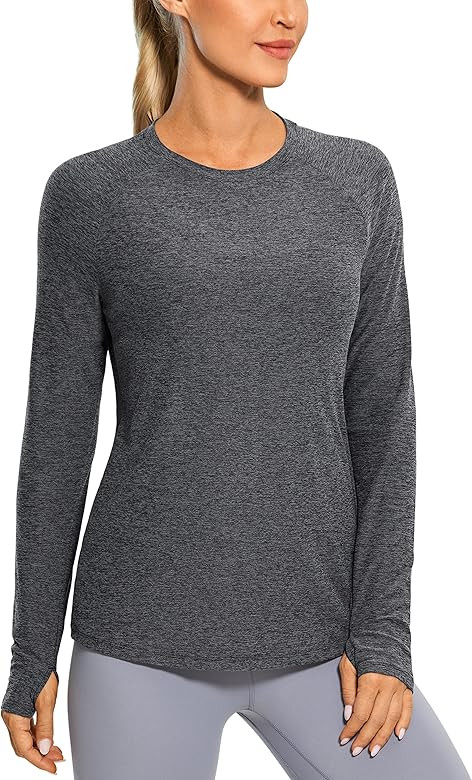 CRZ YOGA Long Sleeve Workout Shirts for Women Yoga Tops Athletic Sports Shirt with Thumb Hole | Amazon (US)