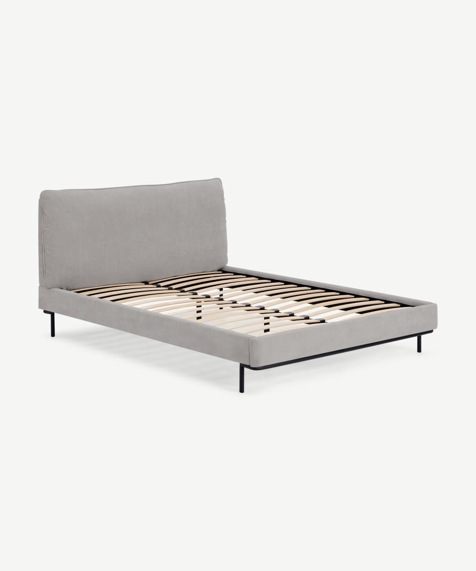 Harlow Double Bed, Soft Pebble Grey | MADE.COM (UK)