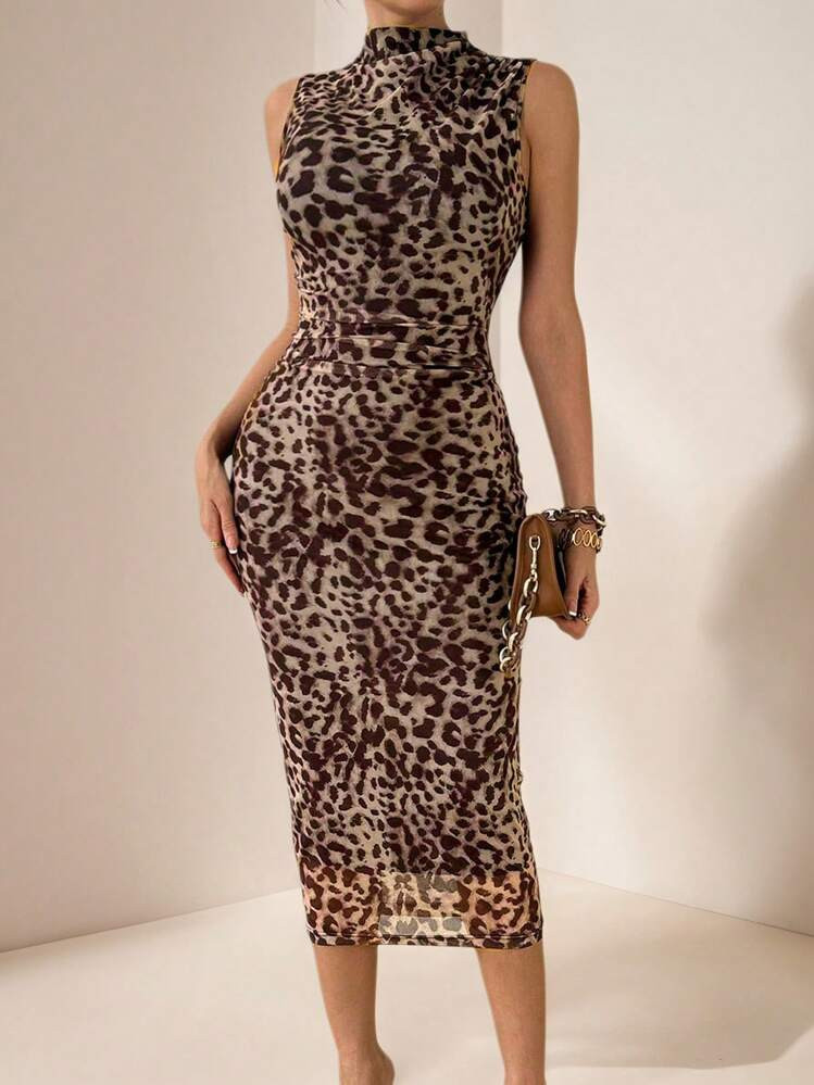 Vesra Tie Dye Printed Sheer Sleeveless Dress Maxi Women Outfit | SHEIN