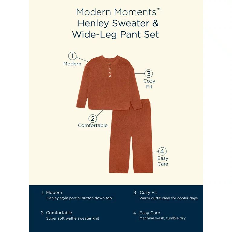 Modern Moments By Gerber Toddler Girl Henley Sweater and Wide-Leg Pant, 2-Piece Set, 12M-5T | Walmart (US)