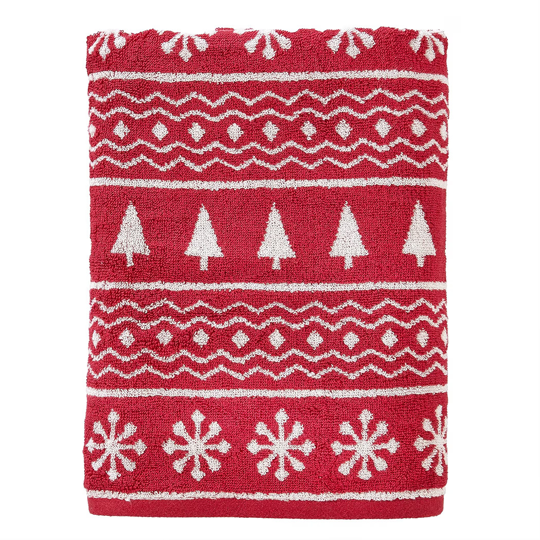 SKL Home Winter Fair Isle Bath Towel, Red | Amazon (US)