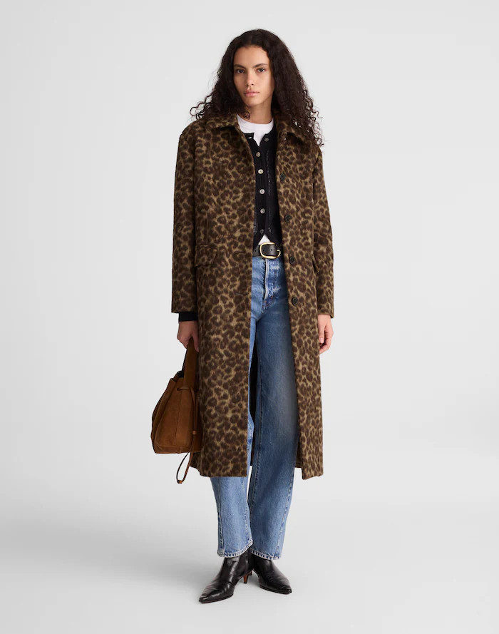 Single-Breasted Topcoat in Leopard Print | Madewell