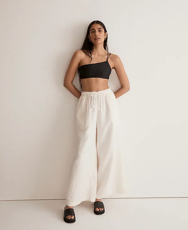 Double-Gauze Drawstring Wide-Leg Pants | Madewell