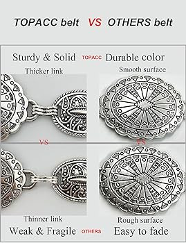 TOPACC Western Metal Concho Belt for Women Cowgirl Chain Belts for Dresses Jeans Country Concert ... | Amazon (US)