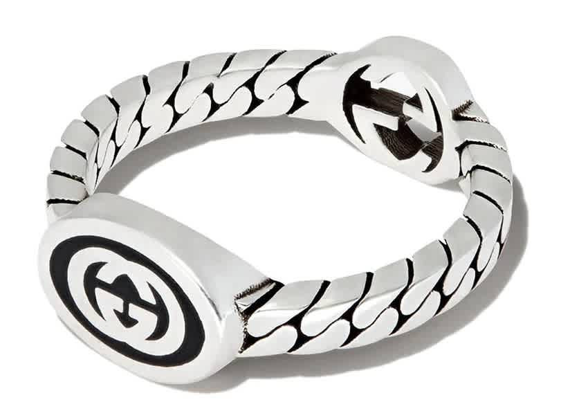 Gucci Ladies Sterling Silver Wide Ring With Interlocking G, Size 15 | Jomashop.com & JomaDeals.com