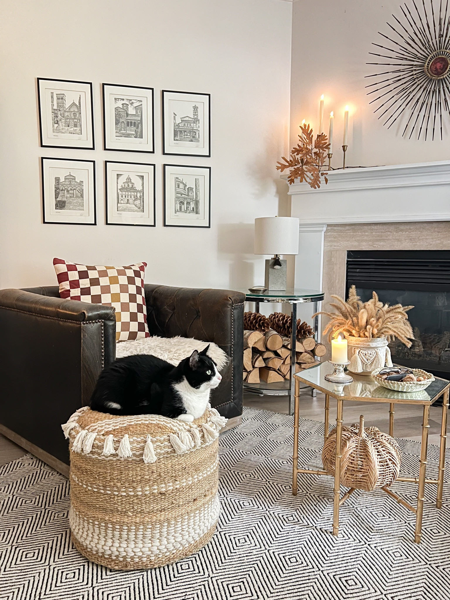 Subtle fall vibes in our living room. Loving all my new battery operated candles too. (Checkered pillows are from Ikea)

#LTKSeasonal #LTKunder50 #LTKhome