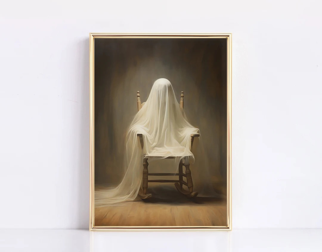 Vintage Halloween Print Dark Academia Ghost in Rocking Chair Fall Print Halloween Decor Modern Vi... | Etsy (US)