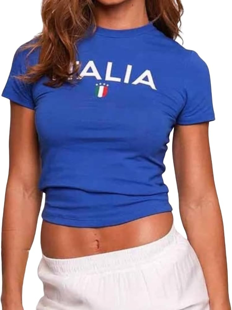 Y2k Mexico Graphic Women 90s Grunge Streetwear 2000s Vintage Short Sleeve Top Cute Color Block Je... | Amazon (US)