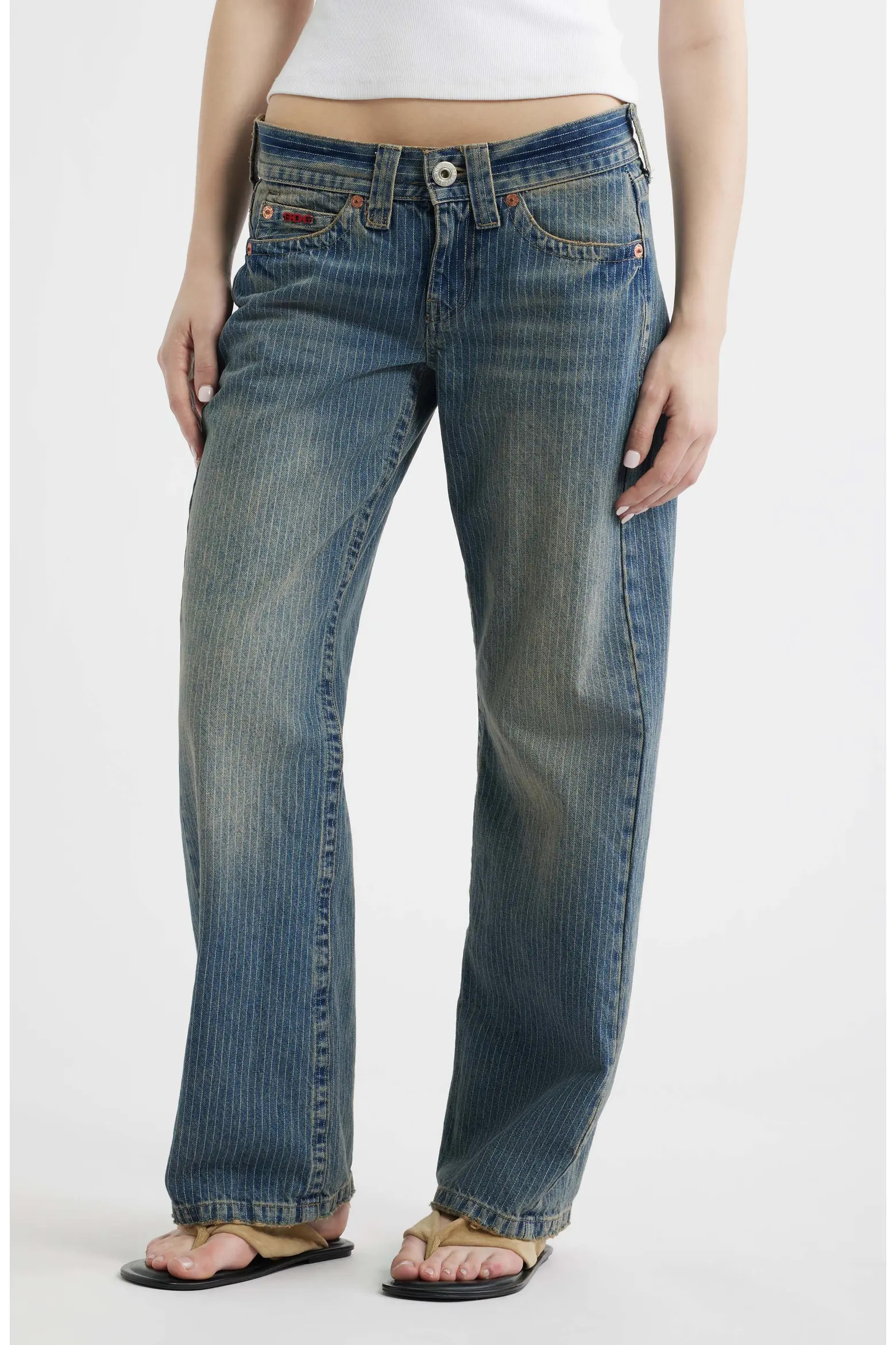 BDG Urban Outfitters Kayla Low-Rise Wide-Leg Pinstripe Jeans (Women) | Nordstrom | Nordstrom