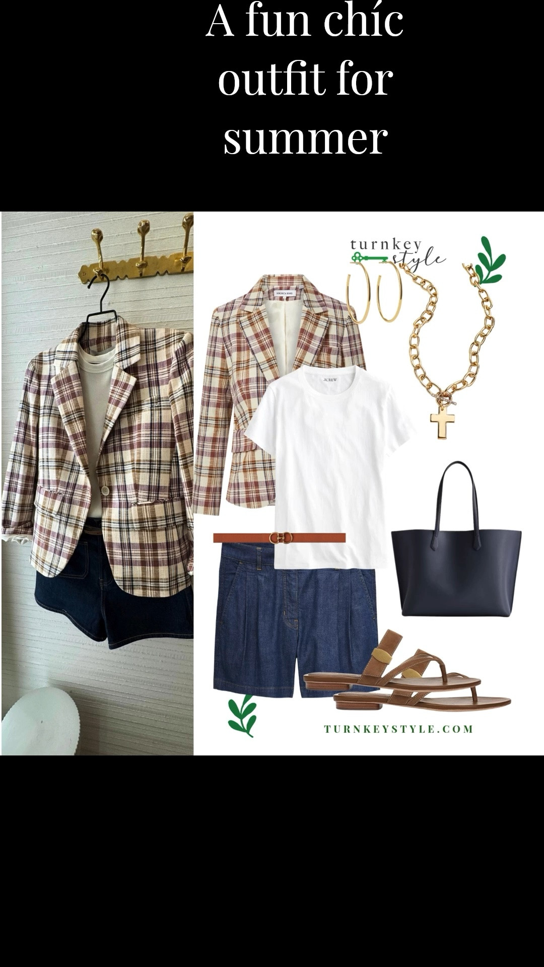 This is a fun chic summer outfit. 
Easy breezy
Shorts, tank or tee, and a blazer. 
Add slides or a sneaker and you are out the door in 5 minutes.

#LTKootd #LTKgrwm #LTKSeasonal