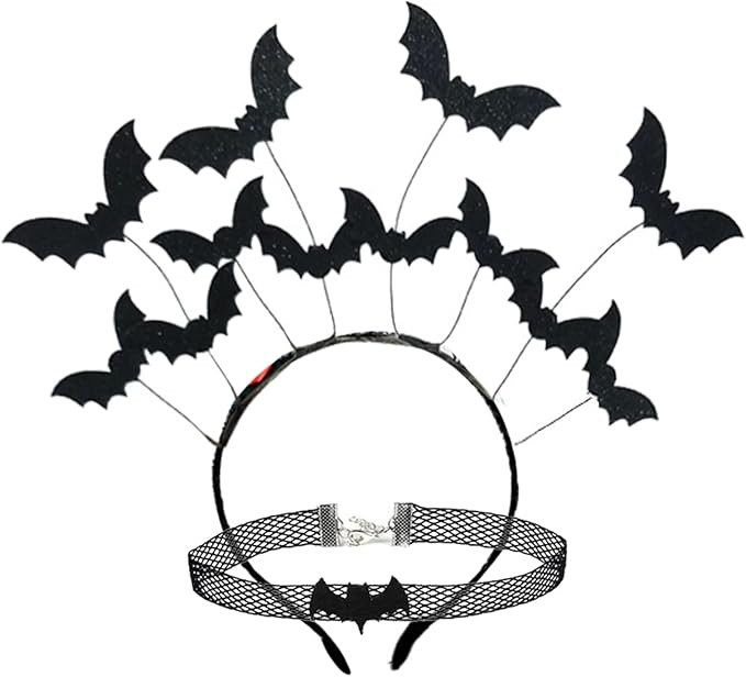 Funsveta Lace Cat Ears Headband Bell Choker Necklaces Lace Eye Mask Halloween Fancy Dress Cosplay | Amazon (US)