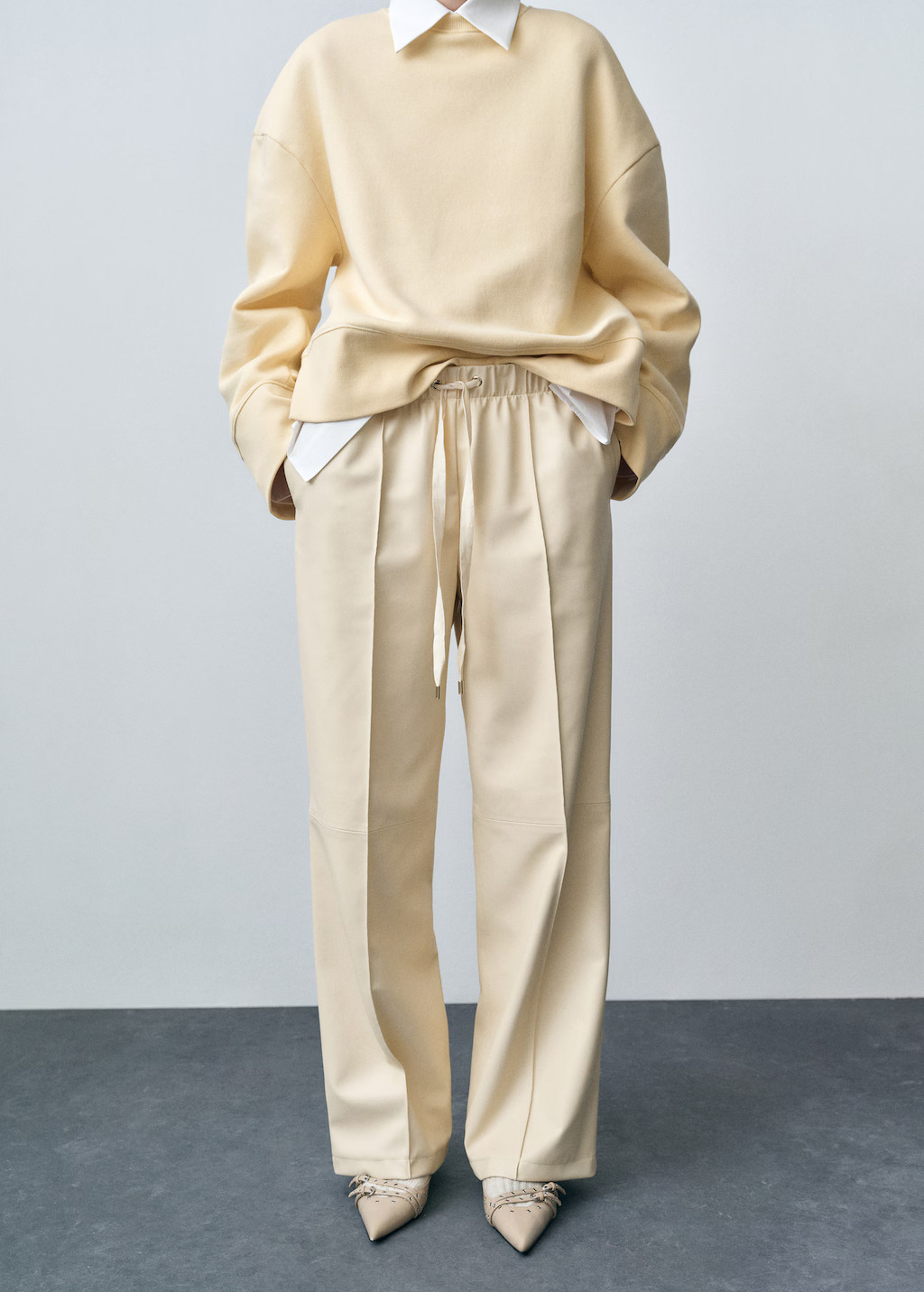 Wideleg leather-effect trousers | Mango (US/MX/AU)