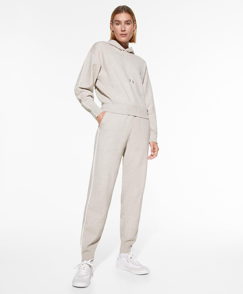 Knit hoodie with piping | OYSHO United States | OYSHO UK