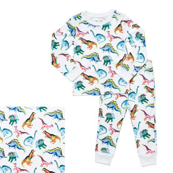 HART + LAND Toddler/Big Kid Organic Pima Cotton PJ Set – Dinosaur Friends | The Tot