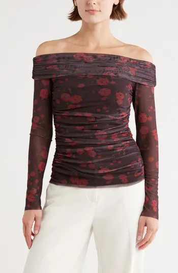 Leith Off the Shoulder Mesh Knit Top | Nordstromrack | Nordstrom Rack
