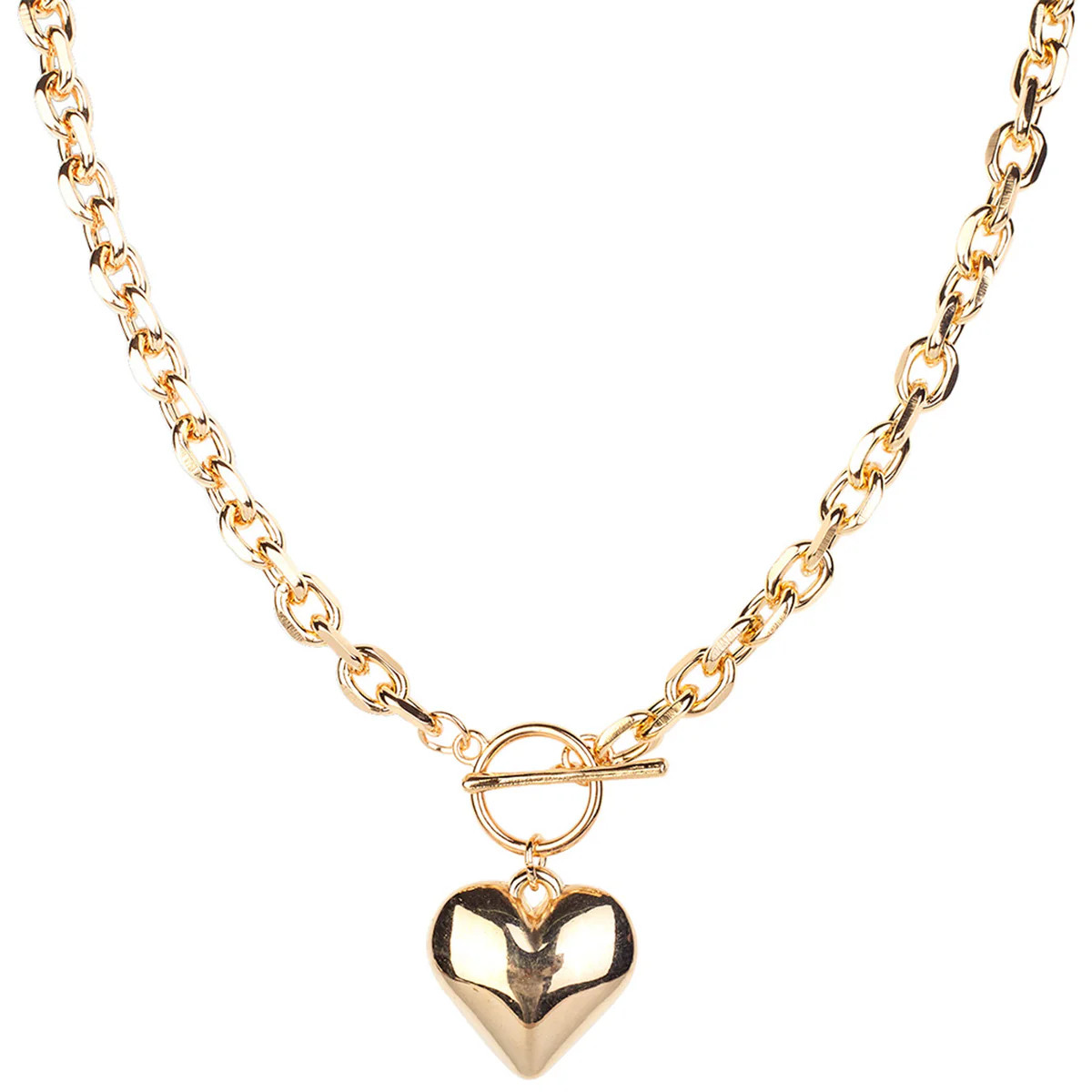 Imogene Toggle Clasp Gold Metal Heart Pendant Necklace | Benaar La