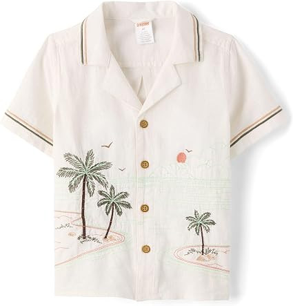 Gymboree Baby Boys' and Toddler Short Sleeve Linen Button Shirt | Amazon (US)