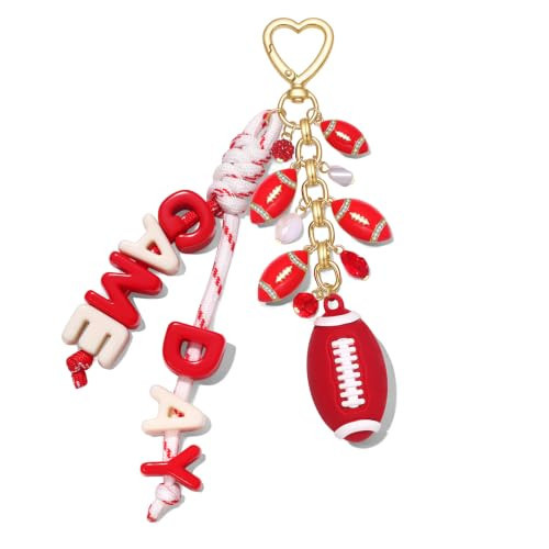 VOGUEKNOCK Game Day Bag Charms Football Keychain Purse Charms Football Mom Essentials Game Day Stadium Bag Backpack Accessories | Amazon (US)