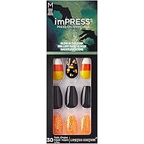 Kiss imPRESS Press on Manicure Halloween Nails - Black Wand, Medium Length, Coffin Shape, 30 Fake Na | Amazon (US)