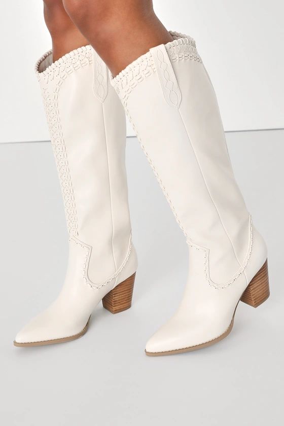 Finley Ivory Pointed-Toe Knee-High Boots | Lulus (US)