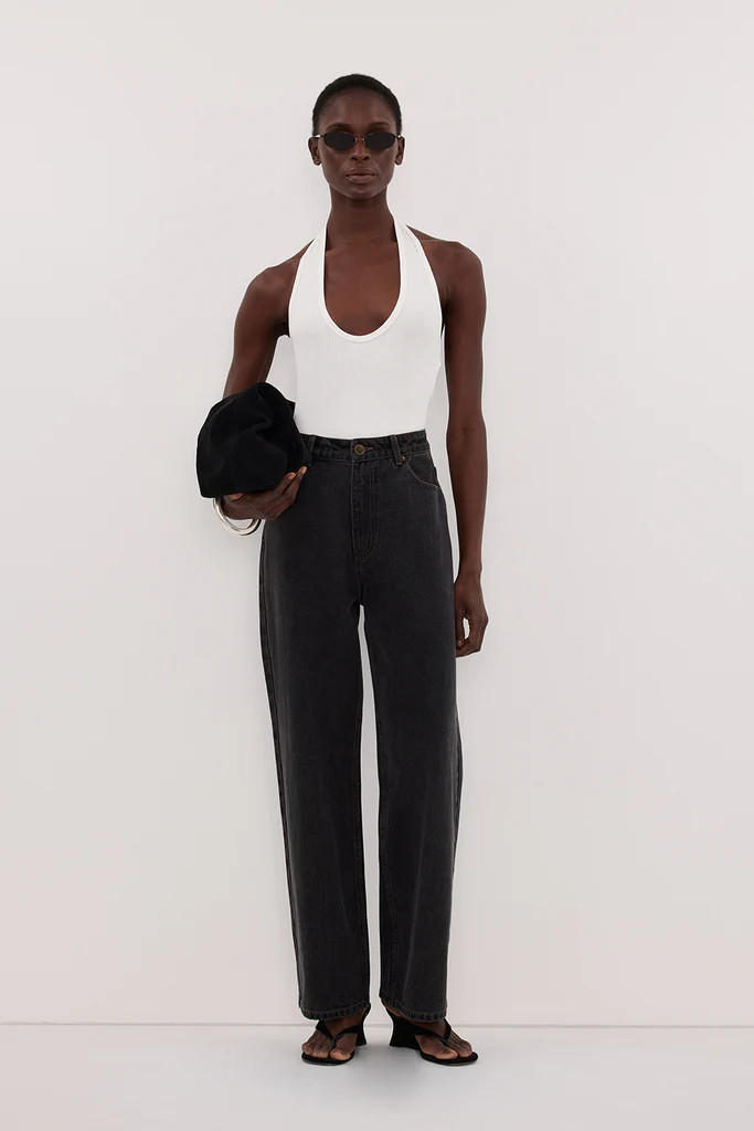 HARLAN OFF WHITE KNIT HALTER TOP | DISSH