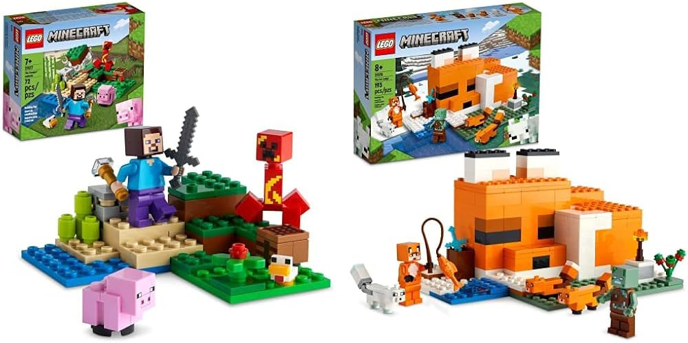 LEGO Minecraft The Creeper Ambush Building Toy & Minecraft The Fox Lodge House 21178 Animal Toys ... | Amazon (US)