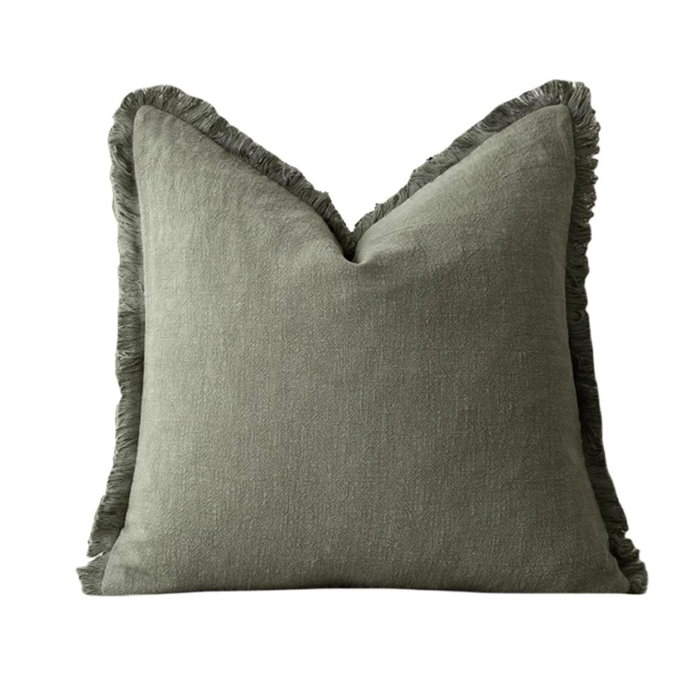 SharkTRUE Linen Cushion Cover cm, Decorative Boho Farmhouse Linen Fringe Cushion Cover with Tasse... | Walmart (US)
