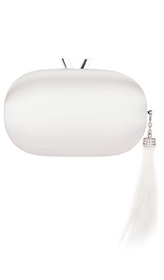 Jenna Feather Tassel Clutch in White & Silver | Revolve Clothing (Global)