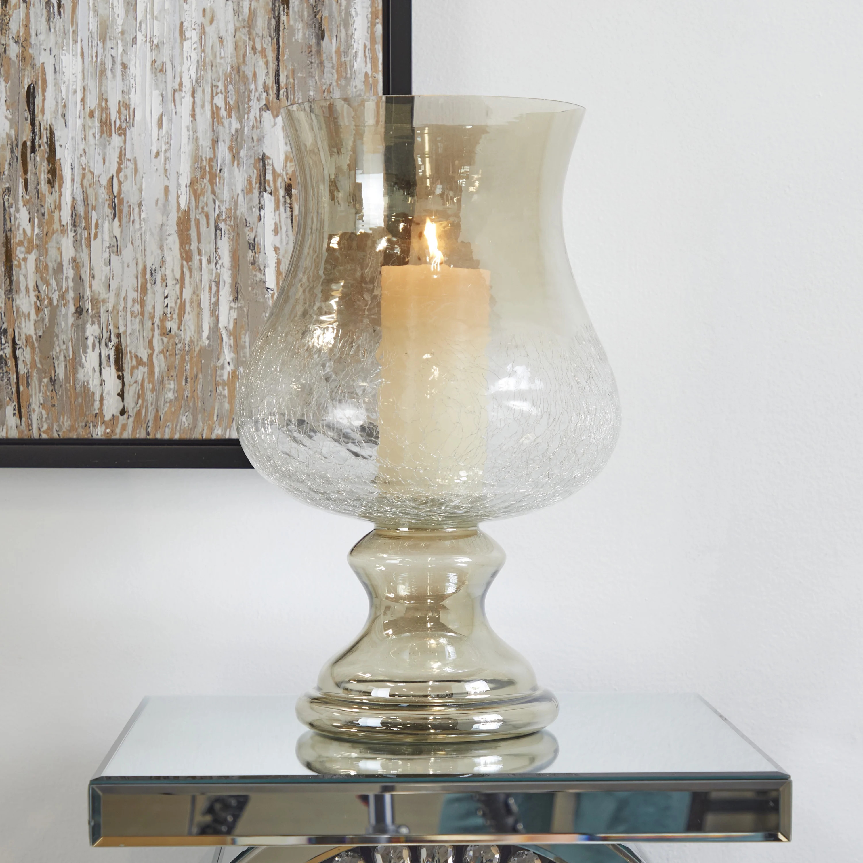 DecMode Gold Glass Handmade Turned Style Pillar Hurricane Lamp with Smoked Glass Finish - Walmart... | Walmart (US)