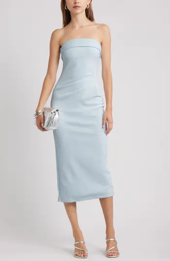 Open Edit Strapless Crepe Midi Dress | Nordstrom | Nordstrom