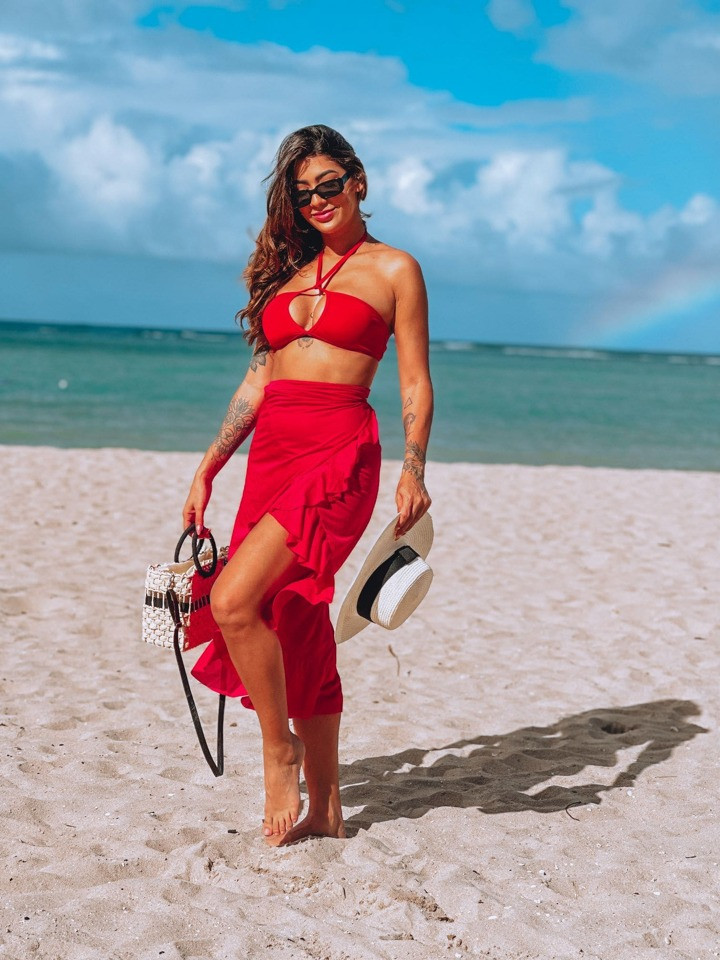 Conjunto biquini + saida praia Pareo (conjunto de 3 peças) | SHEIN