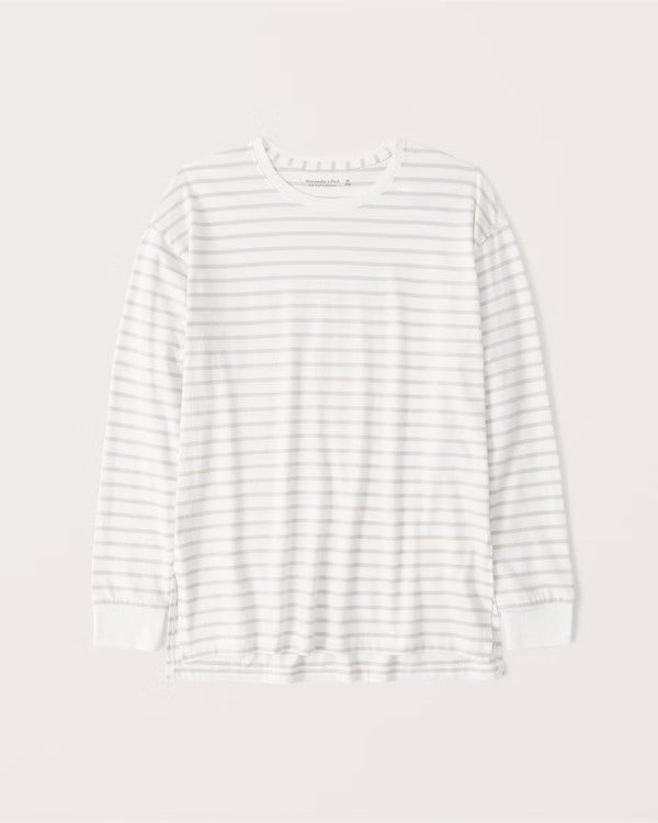Women's Oversized Long-Sleeve Boyfriend Tee | Women's New Arrivals | Abercrombie.com | Abercrombie & Fitch (US)