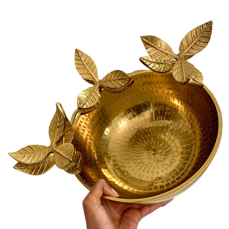 Ethnic Gold Antique Bowl, Centrepiece, Home Decoration, Round Tableware, Footed Bowl, Housewarmin... | Etsy (US)