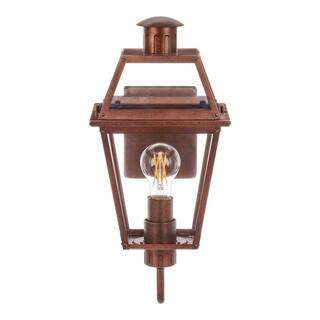 Newberry 17.75 in. Painted Aged Copper Finish Hardwired Outdoor Wall Lantern Sconce with Clear Gl... | The Home Depot