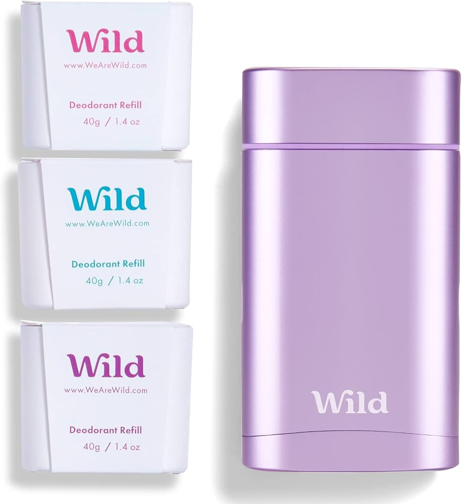 Wild - Natural Refillable Deodorant - Aluminum Free - Purple Case with Refill Variety Pack (3 x 1... | Amazon (US)