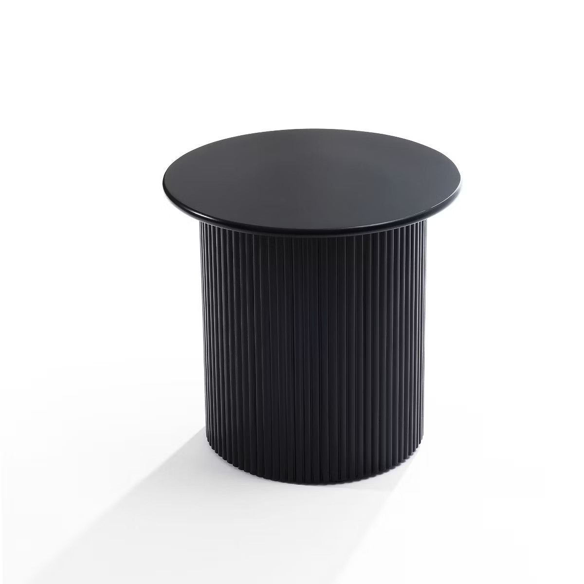 LuxenHome Black Finish Fluted Fir and MDF Wood Accent Round Table | Target