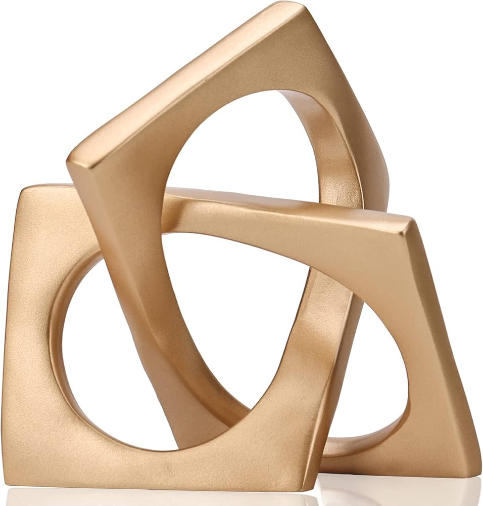 Modern Geometric Sculpture Gold Knot Statue Decor, Home Gold Bookcase Centerpiece jax Decorative,... | Amazon (US)