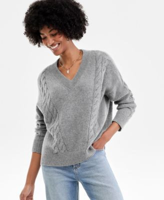 Charter Club Womens 100 Cashmere Placed Cable Knit V Neck Sweater Pxs 3x Macys Exclusive | Macy's