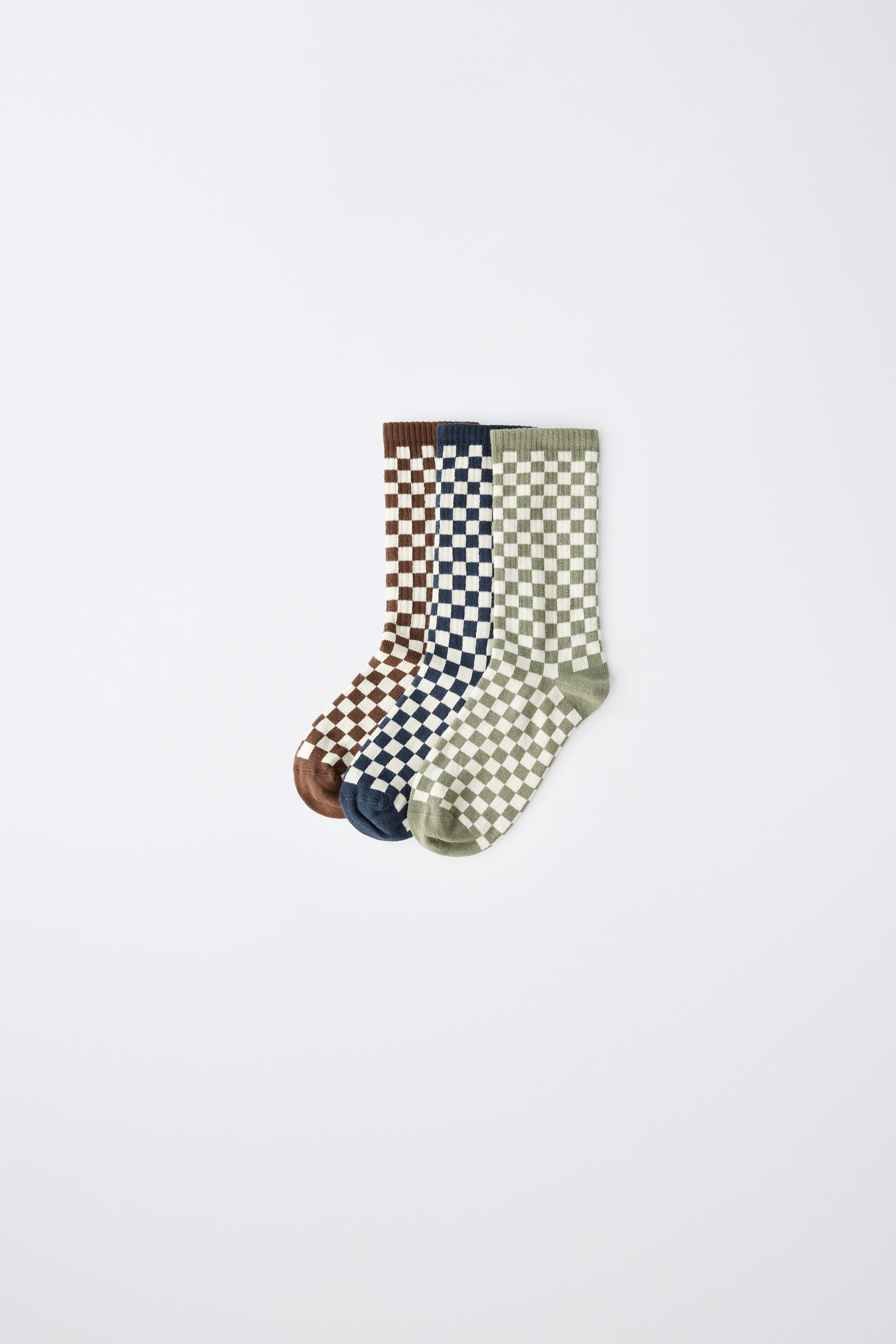 3-PACK CHECKERBOARD MID-CALF SOCKS | Zara US